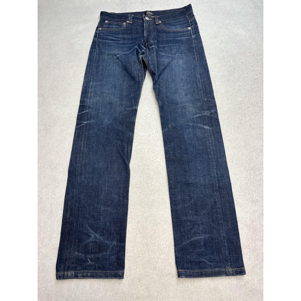 A.P.C. Jeans Mens 29x30 Blue Selvedge Petit Standard Slim Straight Button Fly